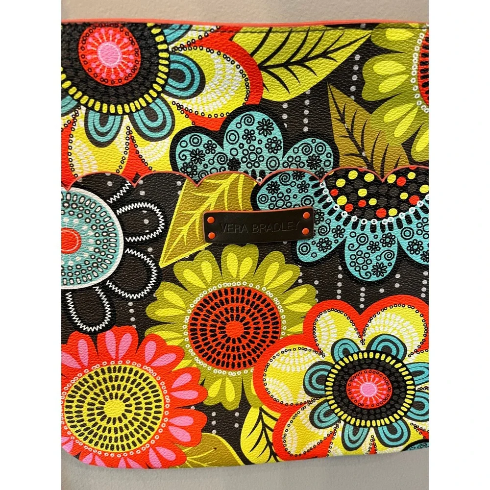 Vera Bradley Provencal Floral Crossbody Bag Faux Leather Black Multi Color